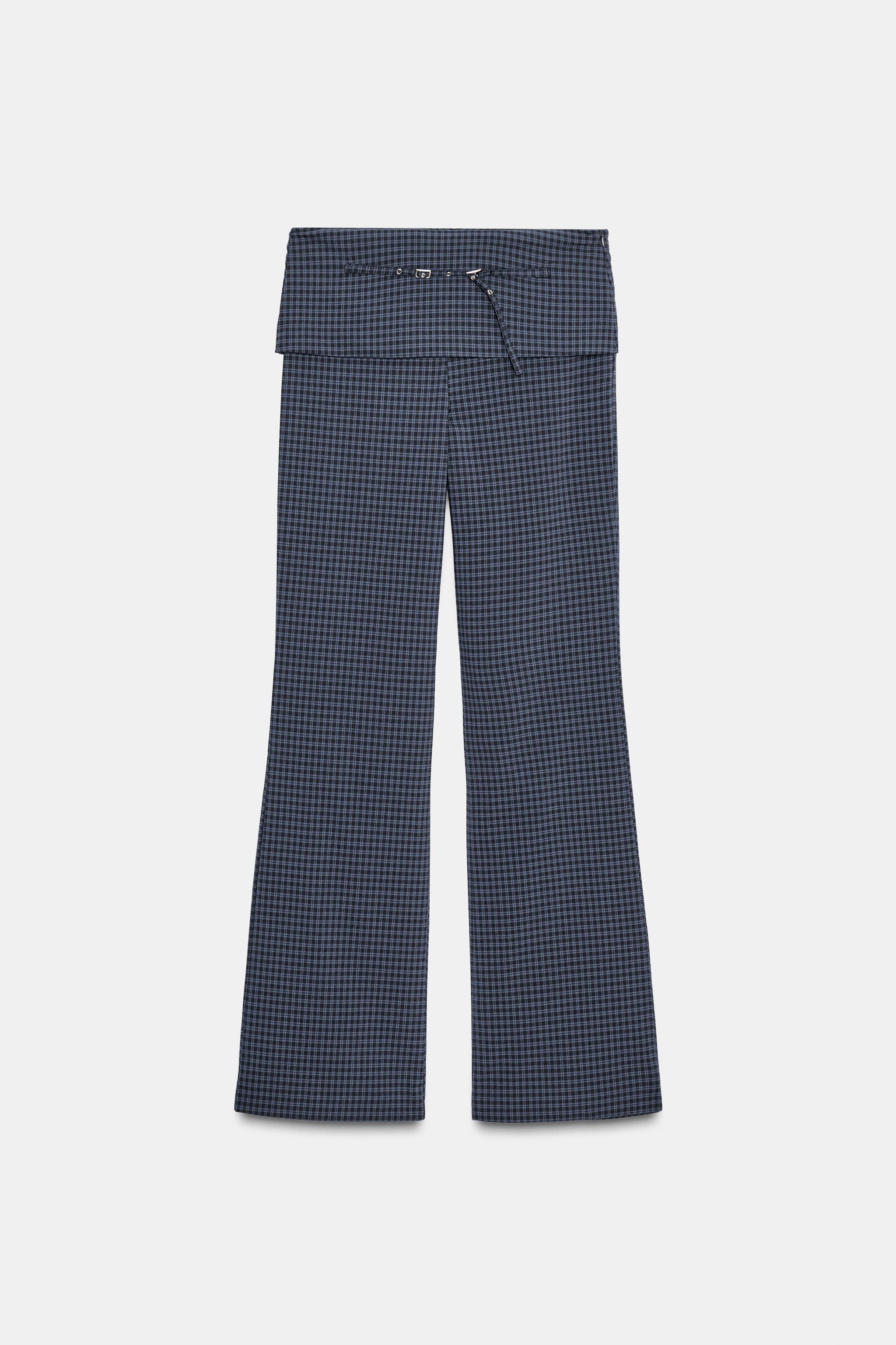 新品、タグ付きWOOL BELTED PANTS CHECK BELTED PANTS - Indigo | ZARA United States