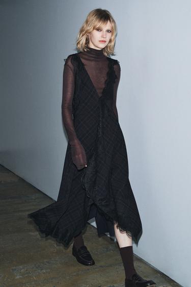 Zara ZW COLLECTION LIMITED EDITION COMBINATION LACE DRESS - Navy blue