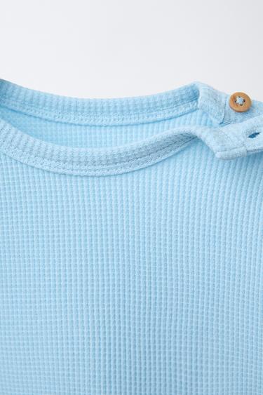 WAFFLE-KNIT T-SHIRT AND BERMUDA SHORTS CO-ORD - Mid-blue by Zara - Image 2