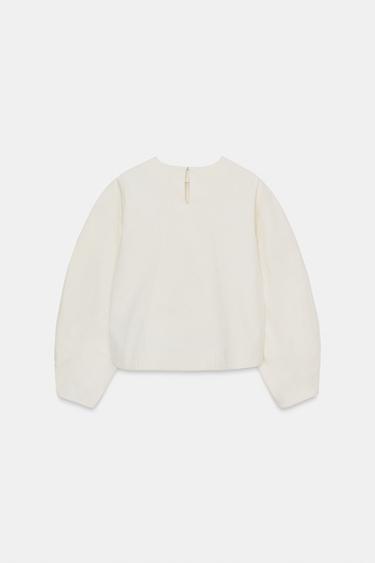 TOP COURT À MANCHES AMPLES - Écru de Zara - Image 8