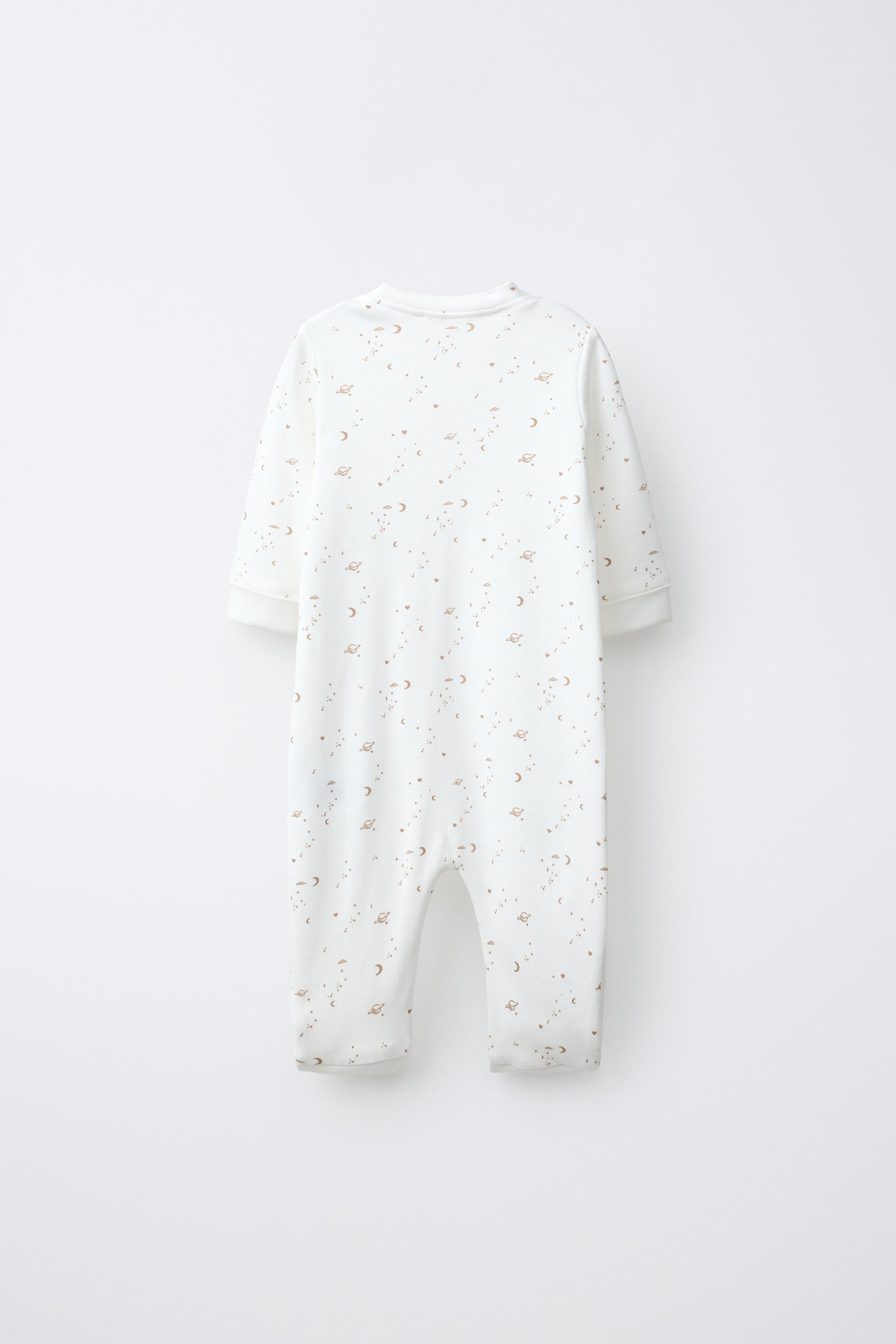 STAR PRINT CONVERTIBLE FOOTED SLEEPSUIT — camel