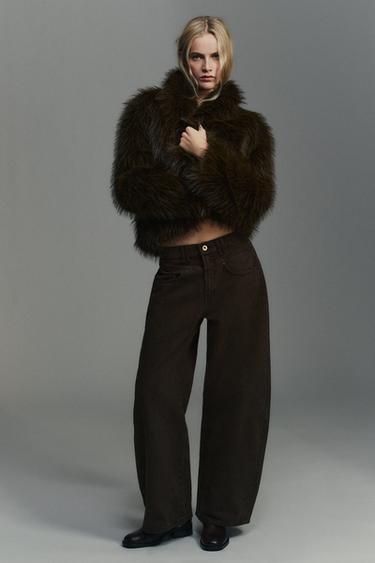 TRF BAGGY BARREL LOW-RISE JEANS - Brown by Zara