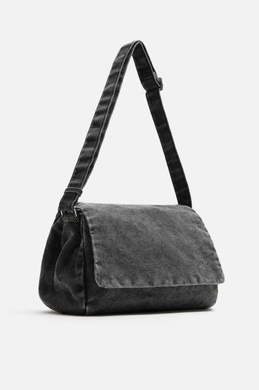 SAC BANDOULIÈRE EN DENIM EFFET DÉLAVÉ - Noir de Zara - Image 3