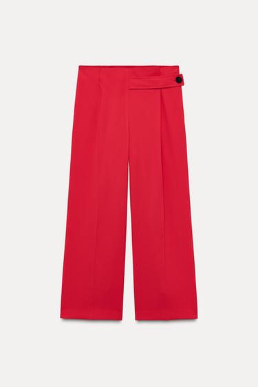 CALÇA CULOTTE COM BOTÃO ZW COLLECTION - Vermelho-claro da Zara