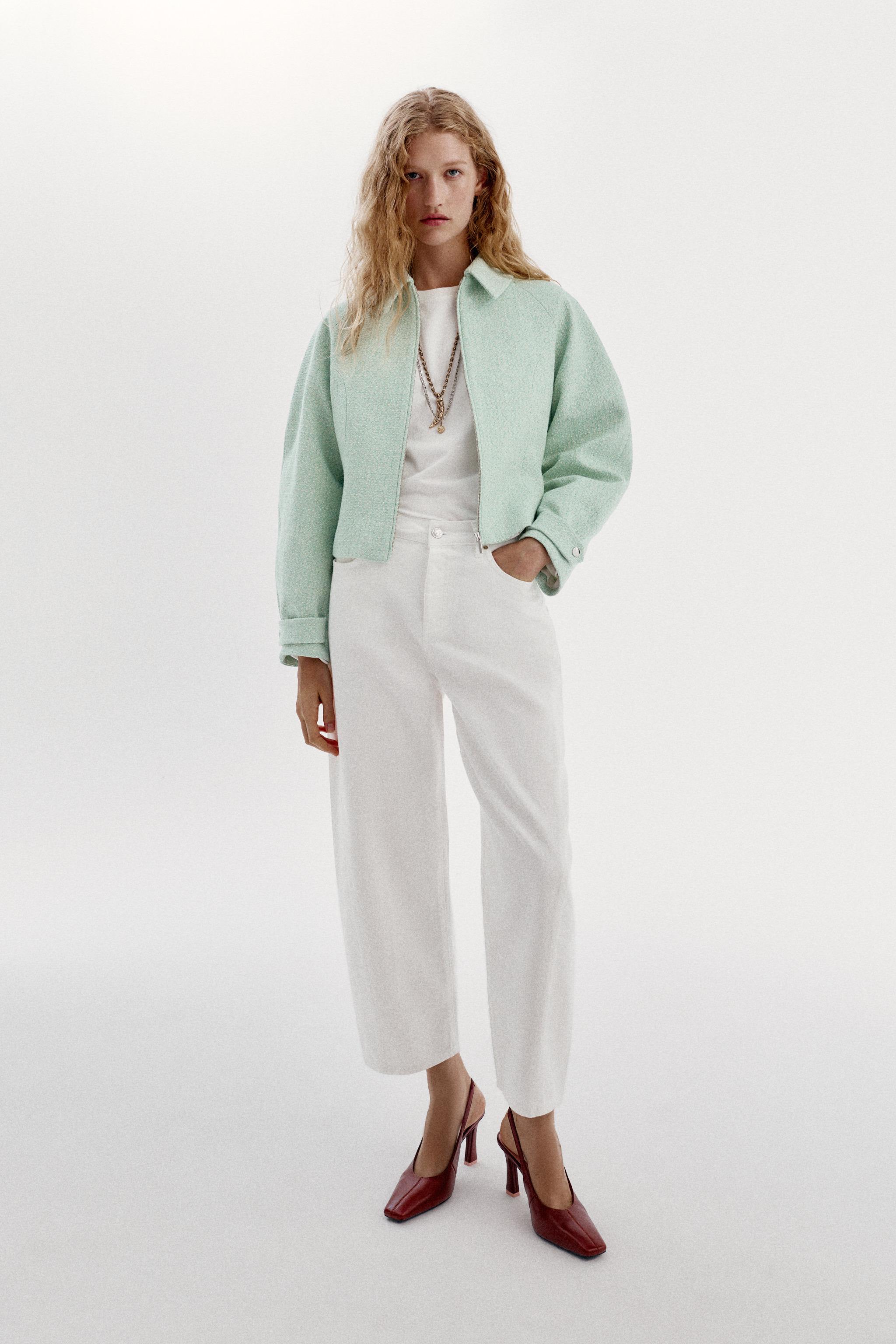 Женские куртки Zara TEXTURED ZIP JACKET — фото 6