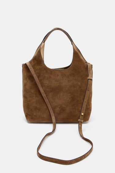 SPLIT SUEDE MINI TOTE BAG - Brown by Zara