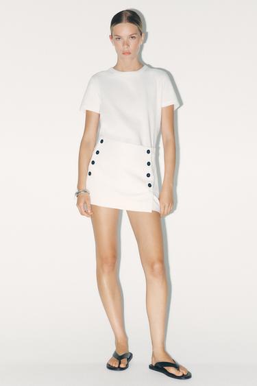 SHORT-SAIA COM BOTÕES - Branco da Zara