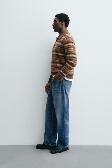 POLO EN MAILLE JACQUARD GÉOMÉTRIQUE - Marron de Zara - Image 3