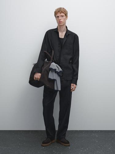 Zara 100% linen jogger fit trousers - Black - Image 0