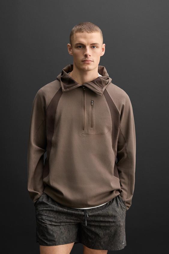 TEXTURED COLORBLOCK SWEATSHIRT Brown ZARA United States