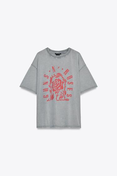 CAMISETA EFECTO LAVADO ESTAMPADO © GUNS N`ROSES - Gris medio de Zara