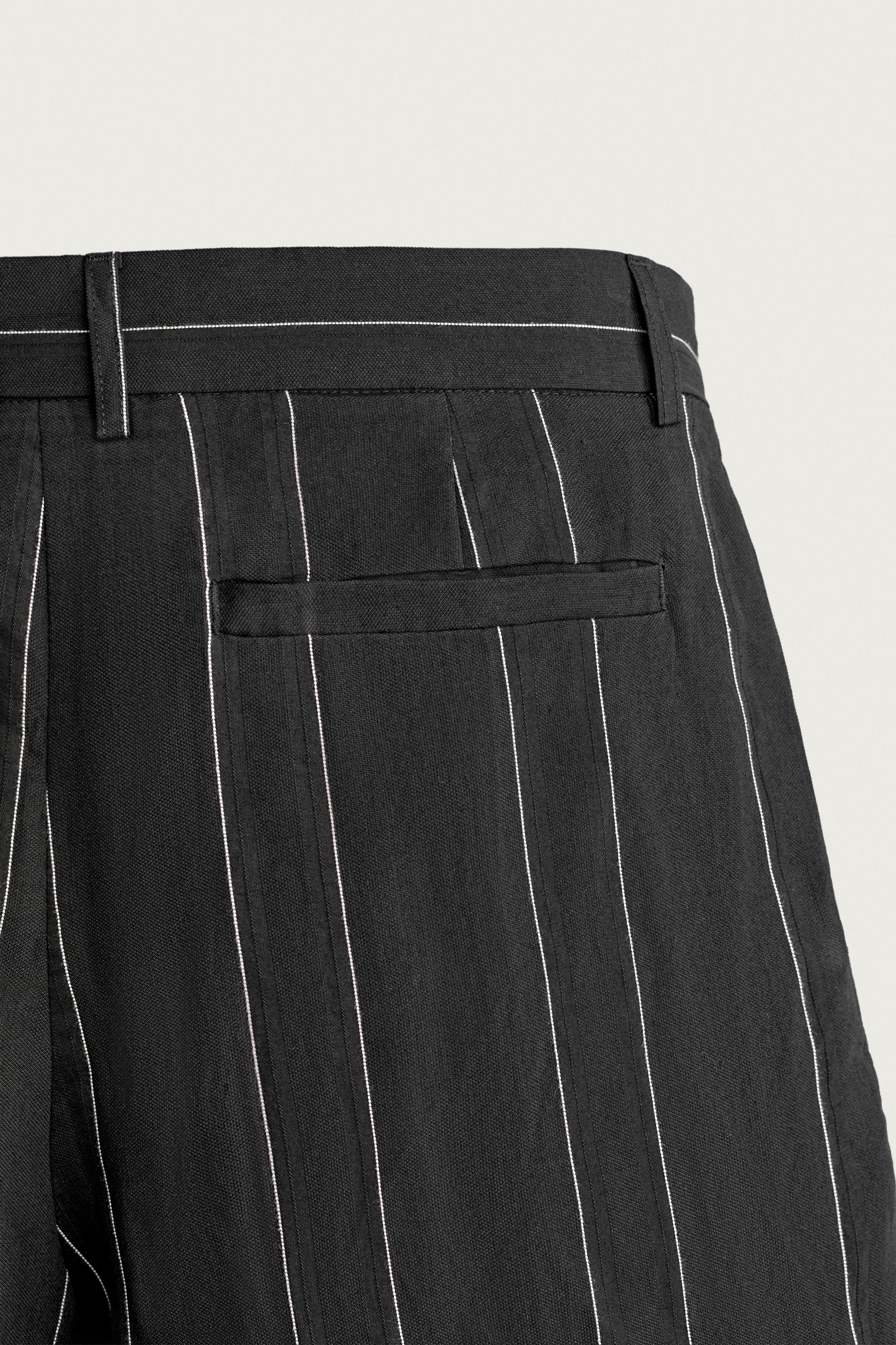 Мужские шорты Zara STRIPED PLEATED RELAXED FIT SHORTS — фото 10