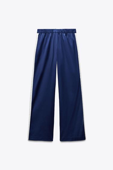 SATIN TROUSERS WITH SIDE STRIPES - Navy blue by Zara - Image 5