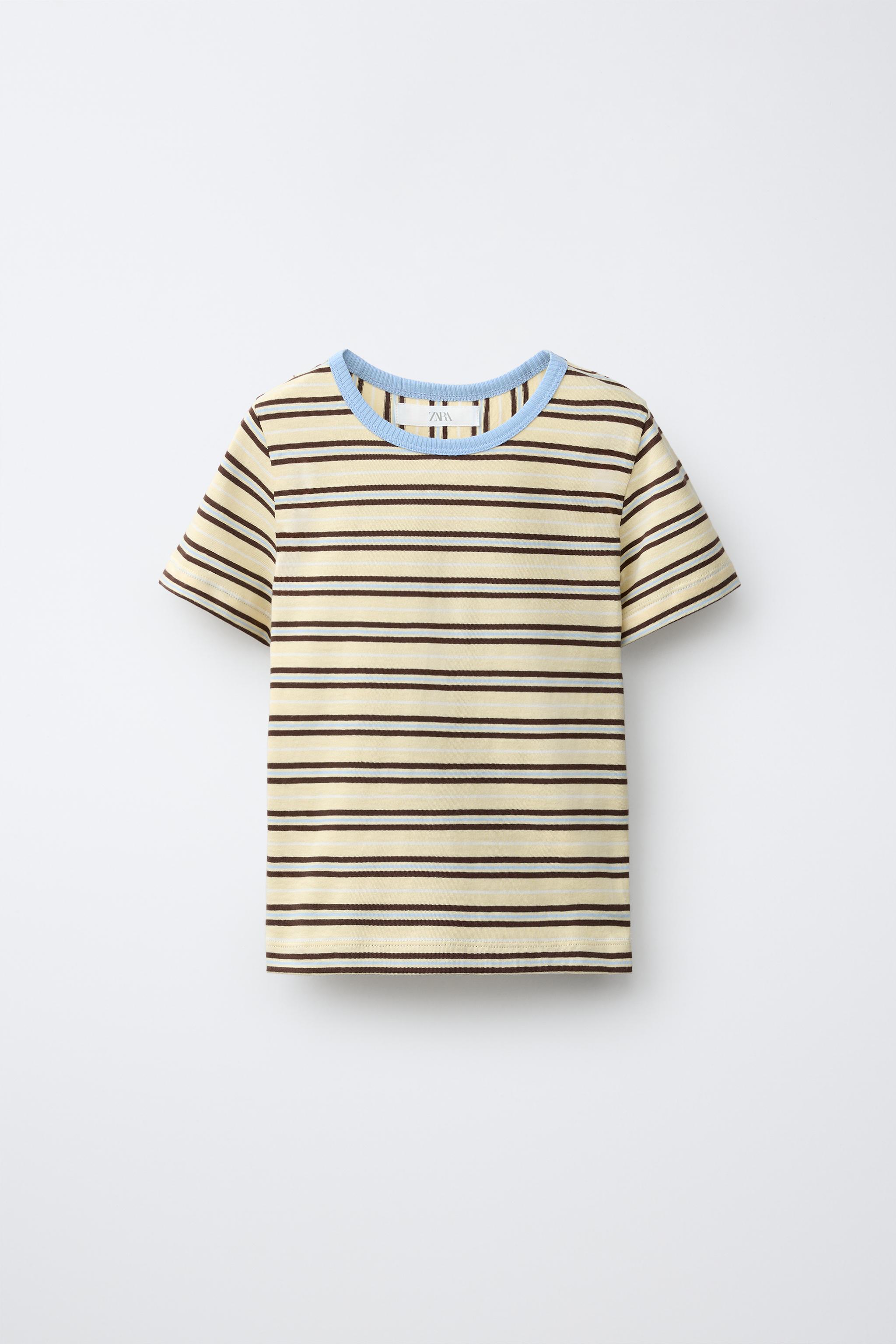 CONTRAST STRIPE T-SHIRT — Vanilla