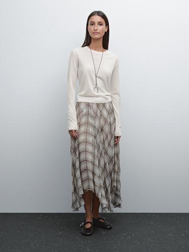 Zara Knit wool blend sweater with crew neck - Beige marl - Image 0