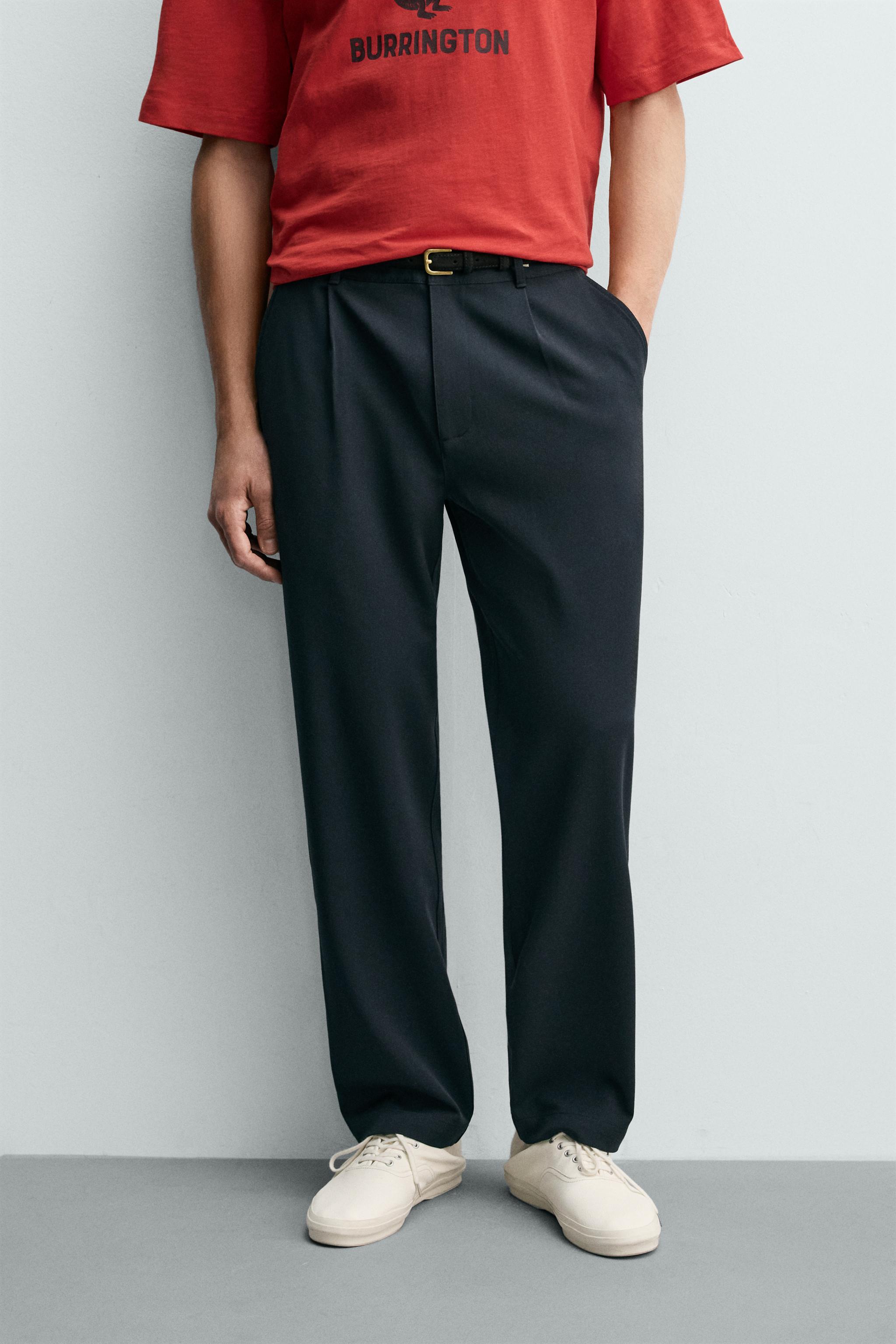 COMFORT STRAIGHT-LEG TROUSERS — Navy blue