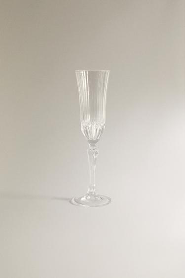 ENGRAVED-EFFECT CRYSTALLINE FLUTE GLASS - Transparent by Zara