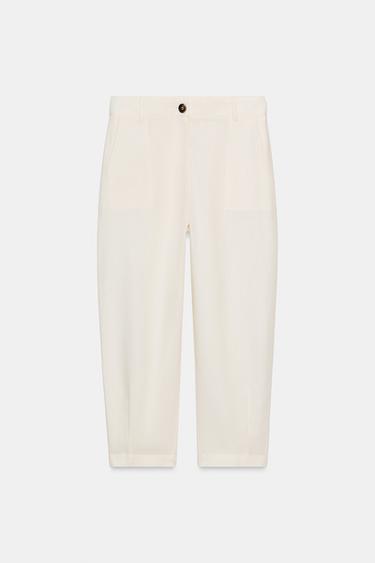PANTALÓN JOGGER CON LINO - Crudo de Zara