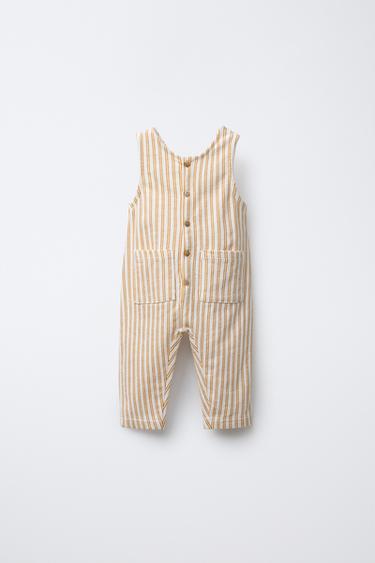 STRIPED JUMPSUIT WITH LABEL - Light ecru by Zara - Image 0