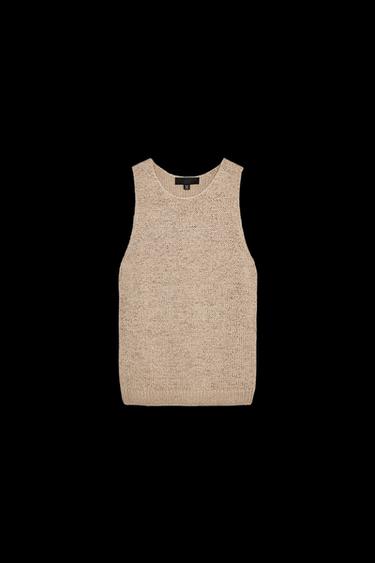 Zara RUSTIC KNIT TOP - SAND/BROWN - Image 0