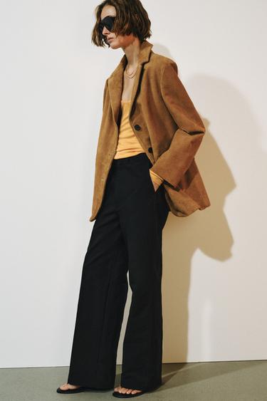 Zara ZW COLLECTION STRAIGHT-LEG TROUSERS - Black