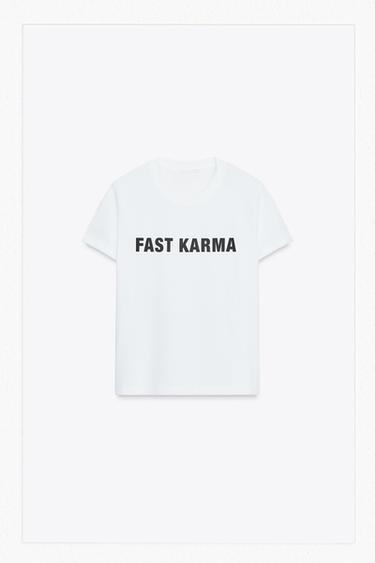 Zara TEXT T-SHIRT - White