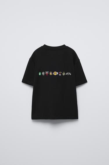 NBA TEAMS © RAISED PRINT T-SHIRT - Black by Zara - Image 1