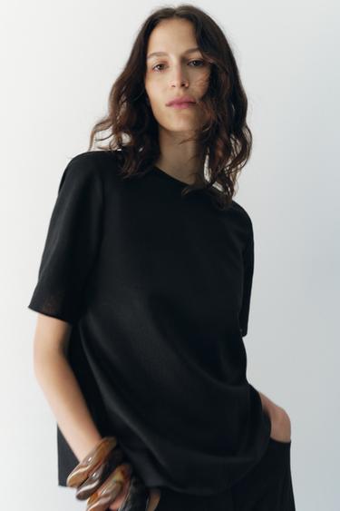 Zaras TOPP MED LINNE ZW COLLECTION - Svart