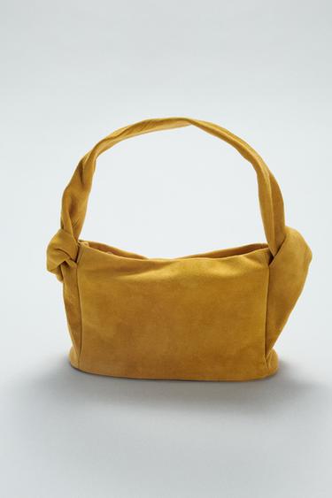 SUEDE LEATHER CROSSBODY BAG - Mustard Yellow by Zara