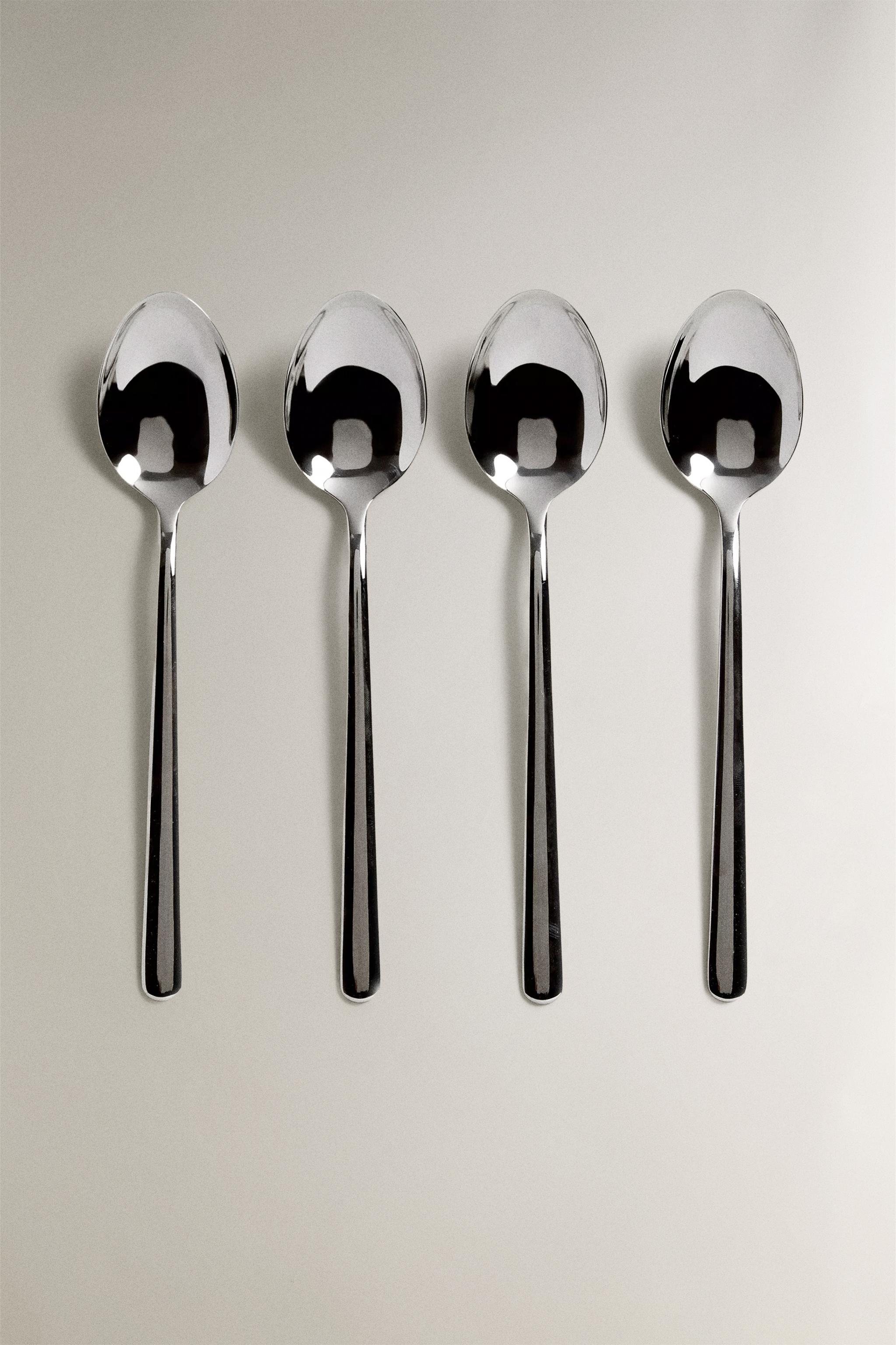 SET OF SHINY STEEL SPOONS (SET OF 4)