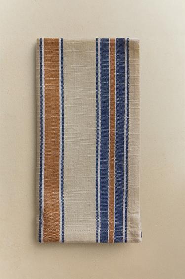 Zara SET OF DYED THREAD STRIPED NAPKINS (SET OF 2) - Blue