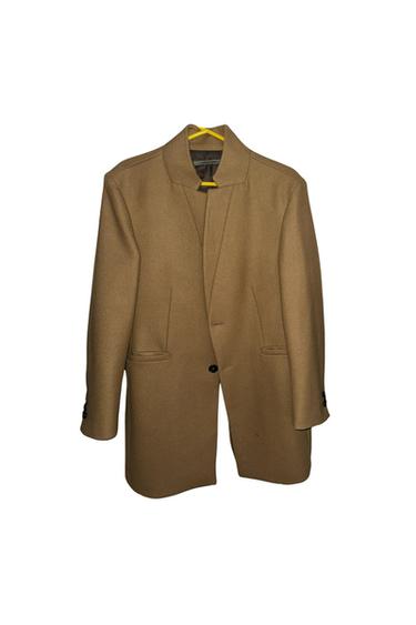 MEN PLAIN OVERCOAT WOOL MIX