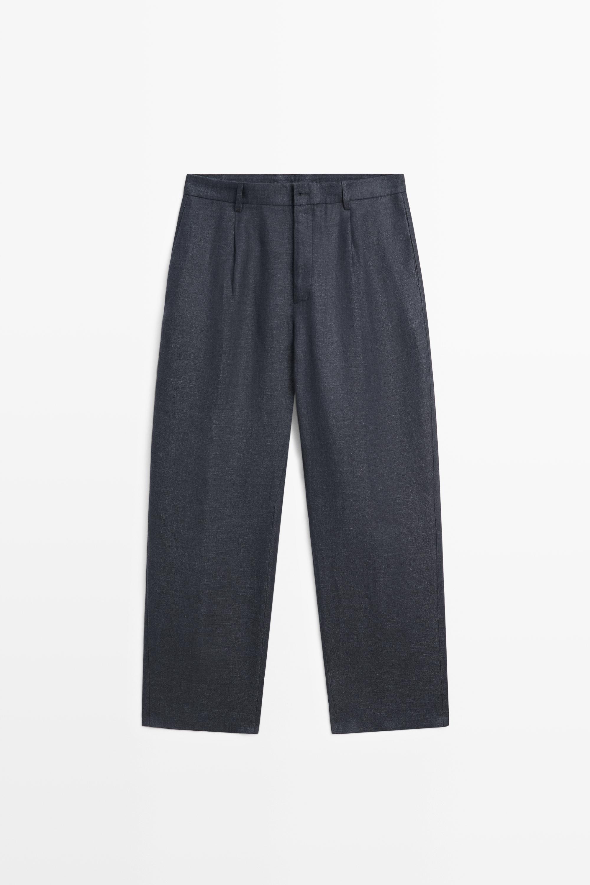 100% linen total look melange trousers