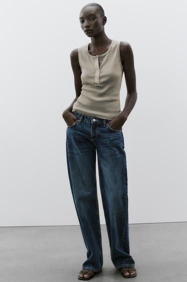RIBBED FADED TOP - Khaki by Zara - Image 0