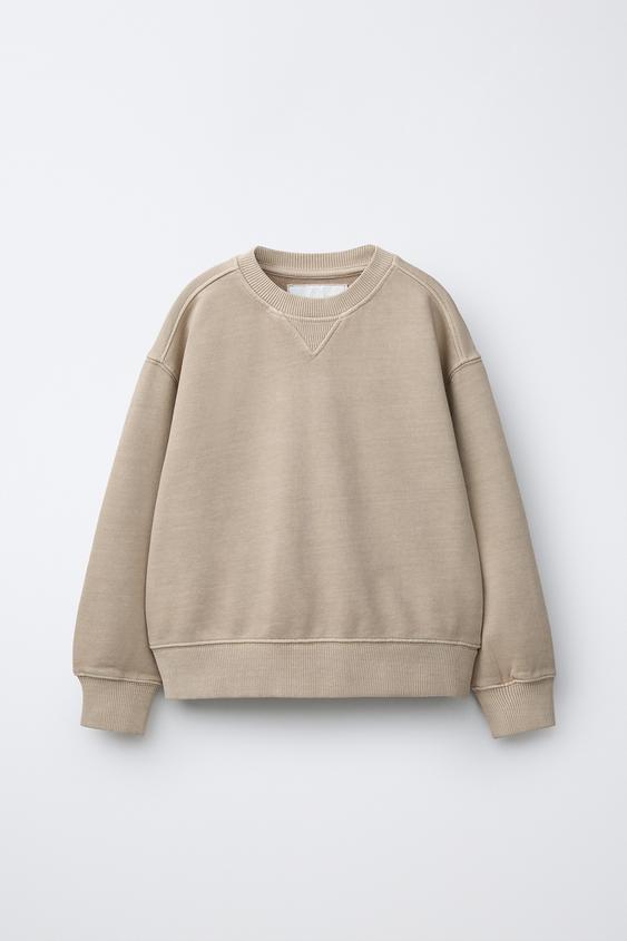 PLAIN GARMENT DYE SWEATSHIRT - Beige by Zara - Image 0