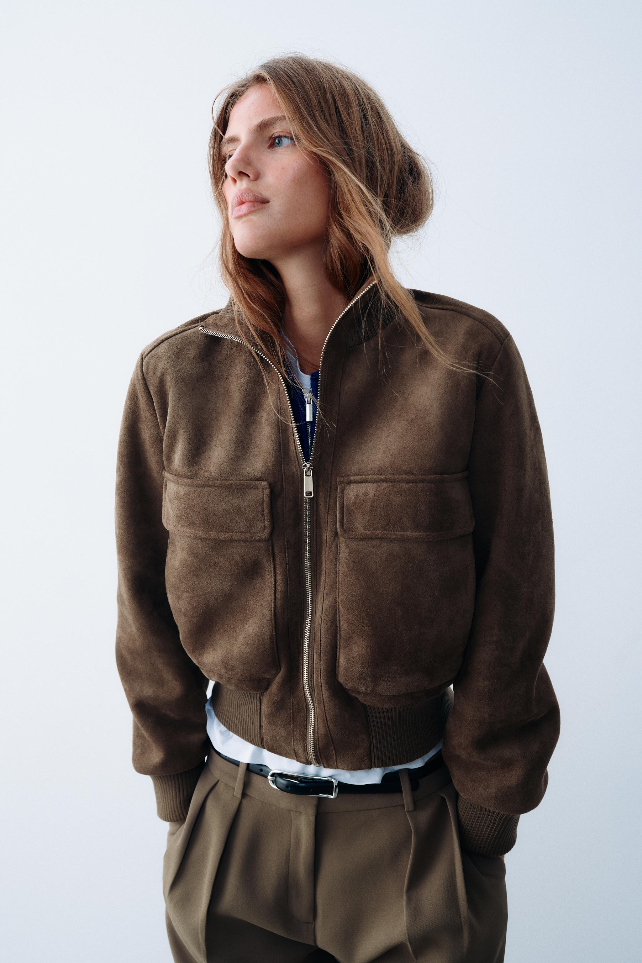 Zara Suni Süet Bomber Ceket görsel 2