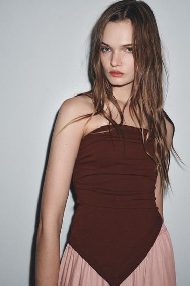 ASYMMETRIC BANDEAU TOP - Wine by Zara