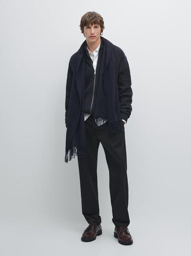 Zara Cardigan with zip pockets and contrast detail - Faded navy - Image 0