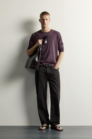 Zara SUPIMA® LONG SLEEVE T-SHIRT - Eggplant