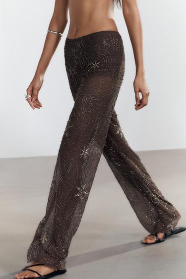 PANTALON FANTAISIE SEQUINS - Chocolat de Zara - Image 3