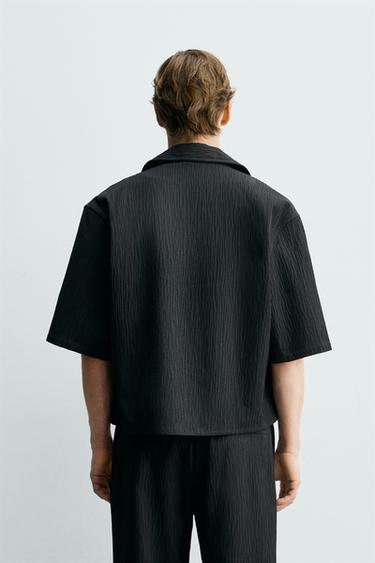 CHEMISE RELAXED FIT EN JACQUARD À CARREAUX - Noir de Zara - Image 2