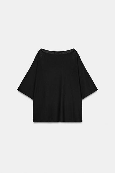Zara KNIT CAPE TOP - Black