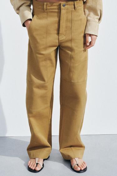 ZW COLLECTION TWILL TROUSERS - Olive green by Zara - Image 1