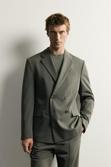 COMFORT SUIT DOUBLE-BREASTED BLAZER - Green by Zara