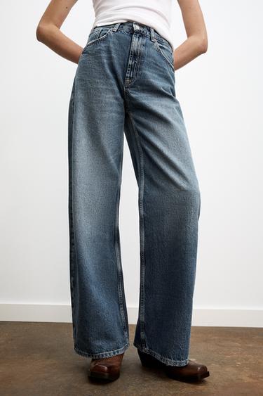 Zara TRF EXTRA WIDE LEG HIGH-WAIST JEANS - Indigo