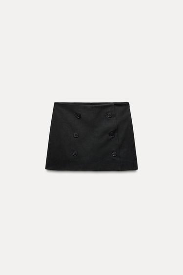 FALDA PANTALÓN BOTONES - Gris oscuro de Zara