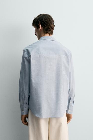 CHEMISE RELAXED FIT À RAYURES - Blanc / Bleu ciel de Zara - Image 2