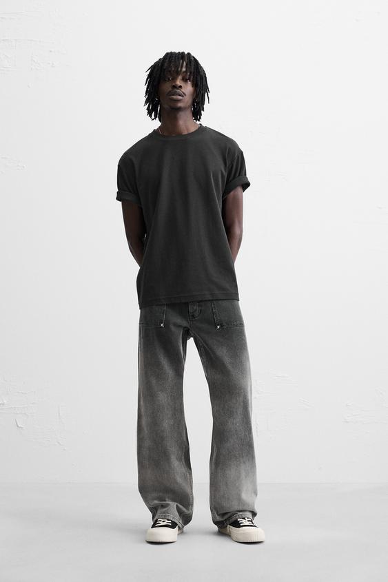 DEGRADADO FLARED FIT JEANS Charcoal ZARA Singapore