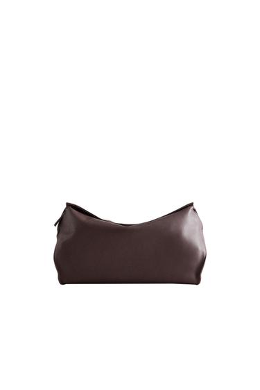 MINIMALIST LEATHER WASH BAG - Burgundy Red by Zara