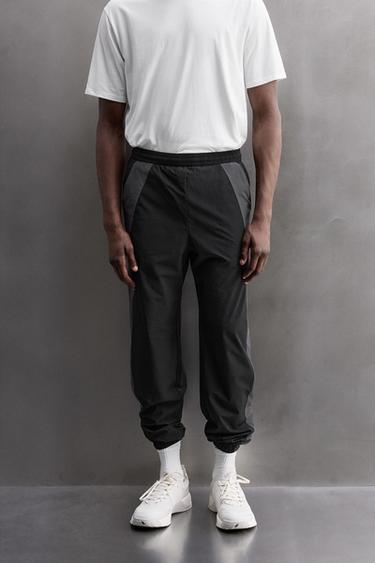 TECHNICAL COLOUR BLOCK TROUSERS - Black by Zara